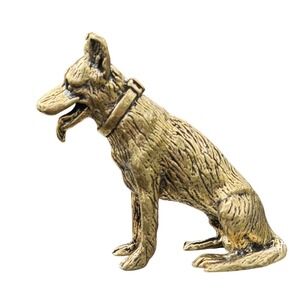 Brass German Shepherd Miniature Figurine Small Dog Statue Collectible